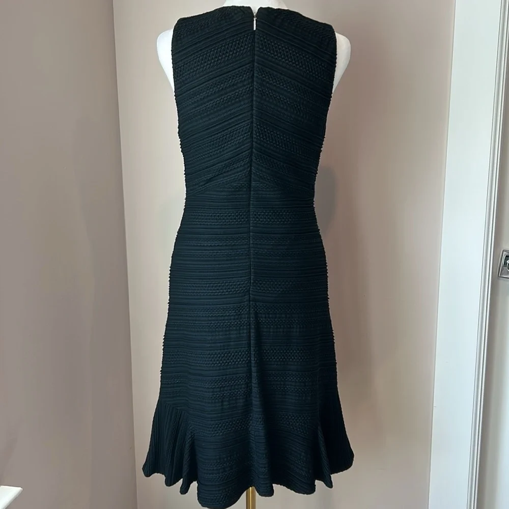 Rebecca Taylor Black V-Neck Texture Knit Fit & Flare Stretch Dress Size 4 - Picture 6 of 10